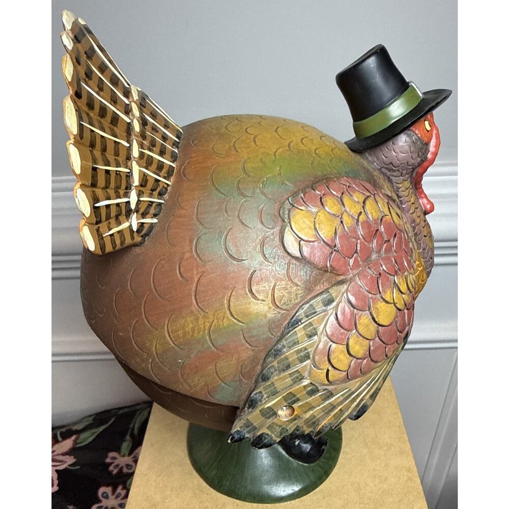 Department 56 Flip Tops Thanksgiving Turkey Candy Dish 2002 Gun Tip Missing - Picture 6 of 8